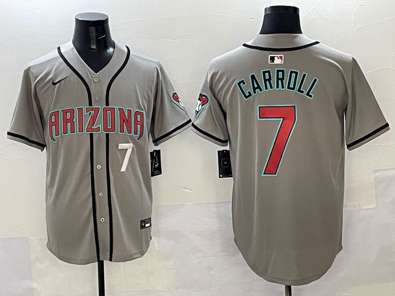 Men Arizona Diamondback #7 Carroll Grey Game Nike 2025 MLB Jersey style 32->arizona diamondback->MLB Jersey